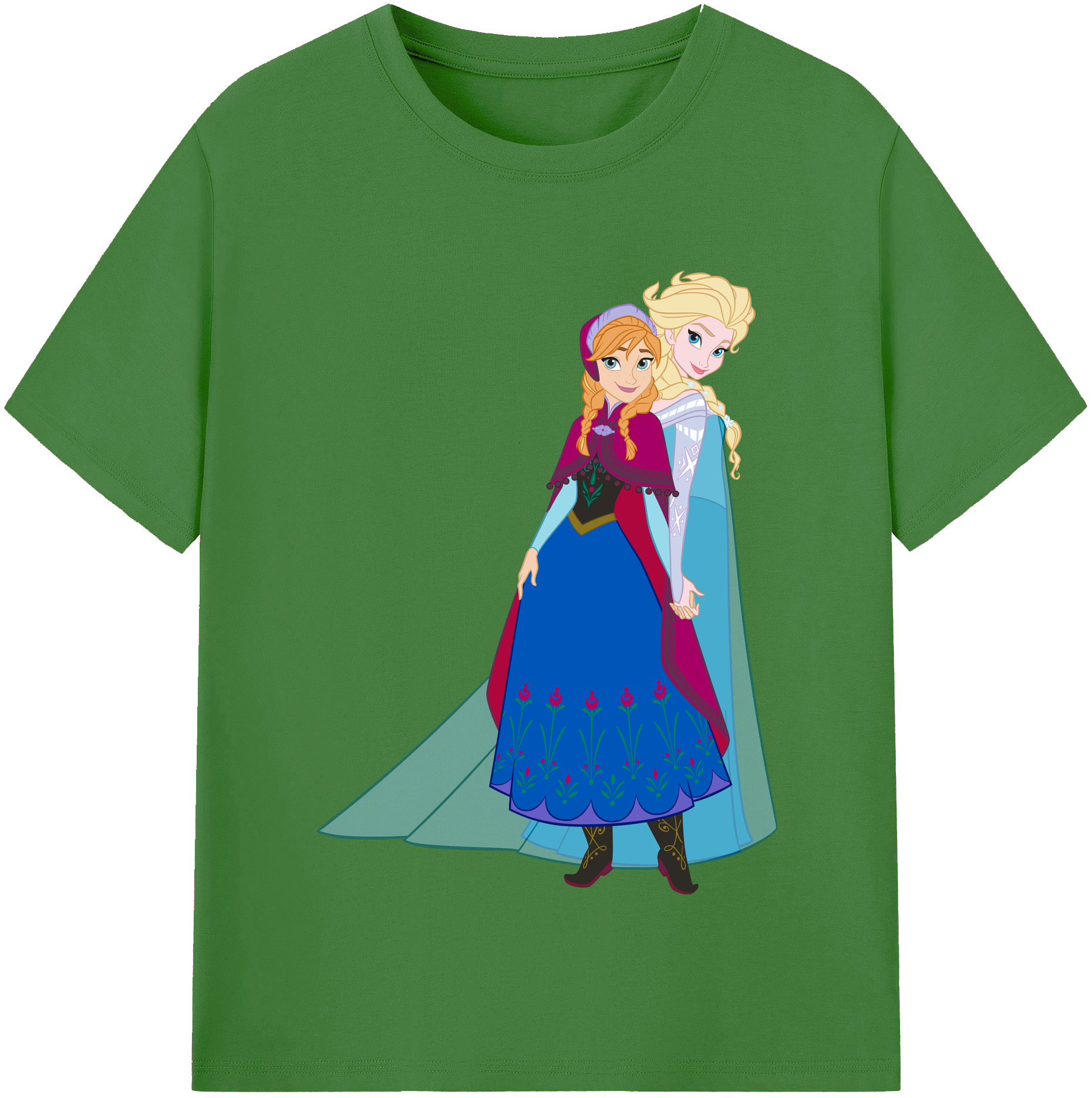 （画像用） アナと雪の女王 アンナ エルサ Frozen Anna Elsa レディースカジュアルプリントTシャツ（綿100％）